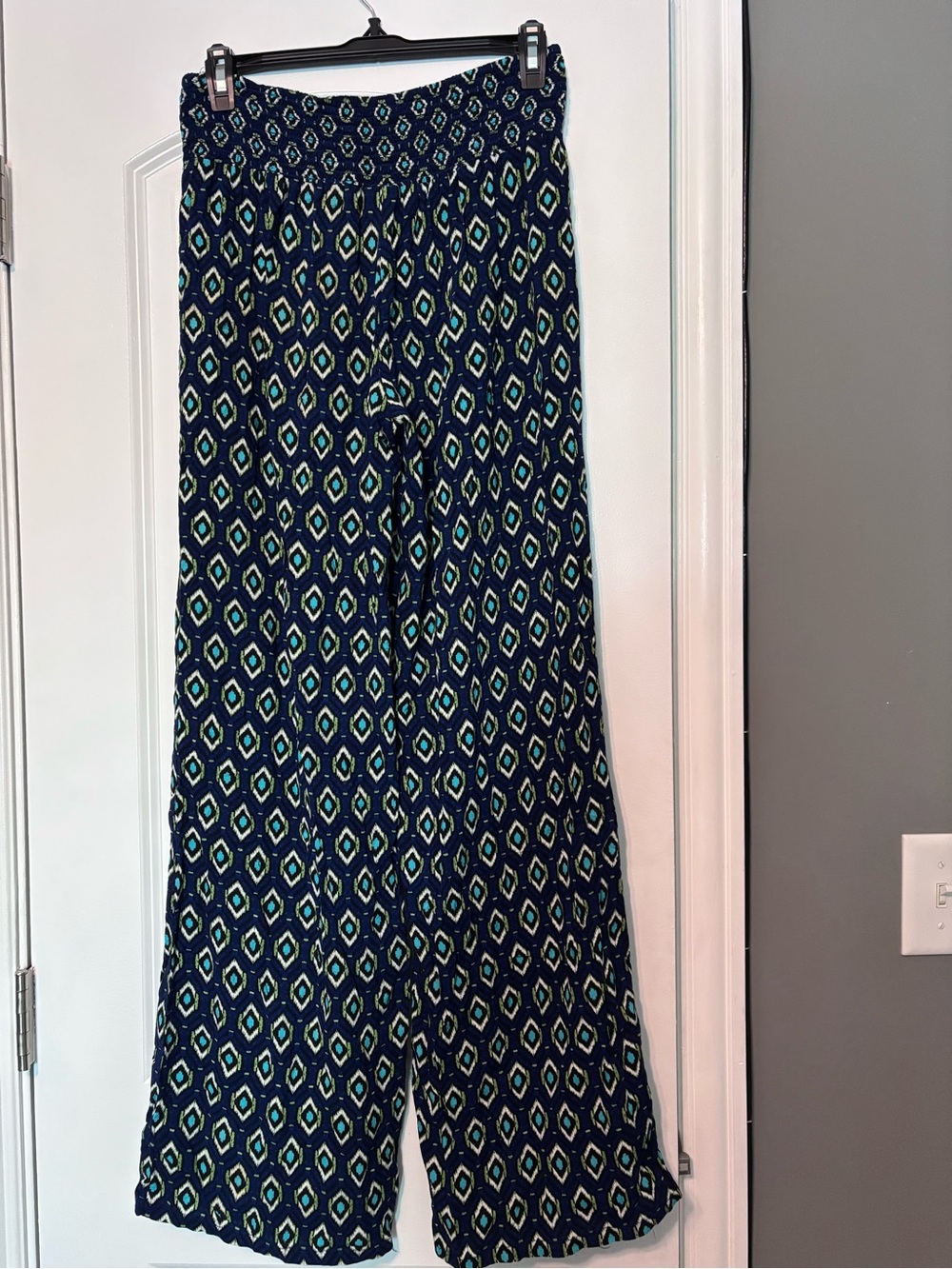 Joe B by Joe Benbasset Boho Palazzo Pants XL Blue Geometric - Picture 6 of 10